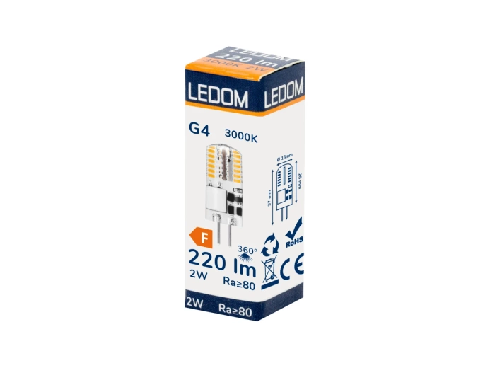 Żarówka LED G4 12V DC 2W ciepła LEDOM 220lm
