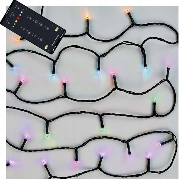 EMOS GoSmart lampki choinkowe 120LED 12m, RGB, czarny przewód, 64 programów, IP44, WiFi