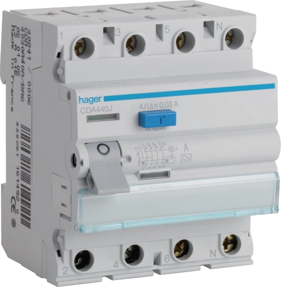 Hager Wyłącznik różnicowo-prądowy 4P 40A 30mA Typ:A