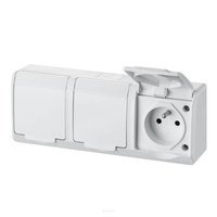 Gniazdo potrójne hermetyczne 0323-02 białe IP44 n/t Hermes