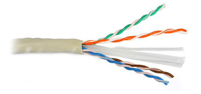 Kabel (U/UTP) UTP4x2x0,5 kat.6 450MHz drut standard szary STD