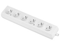 Gniazdo przedłużacza sześciokrotne białe