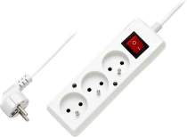 Przedłużacz 3 gniazda z 1,5mb z przewodem 3x1,5mm biały z wyłącznikiem