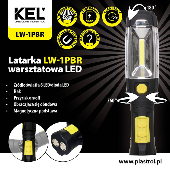 Lampa warsztatowa ładowalna z powerbankiem 3W z USB 