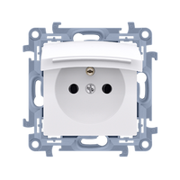 Gniazdo bryzgoszczelne SIMON 10 białe klapka biała