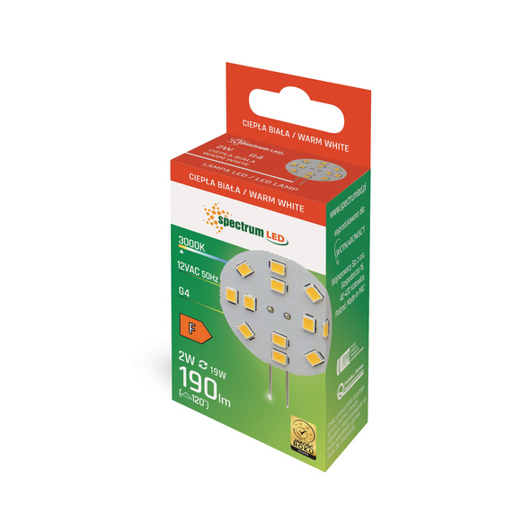Żarówka led 2W ciepła G4 Spectrum WOJ+13782