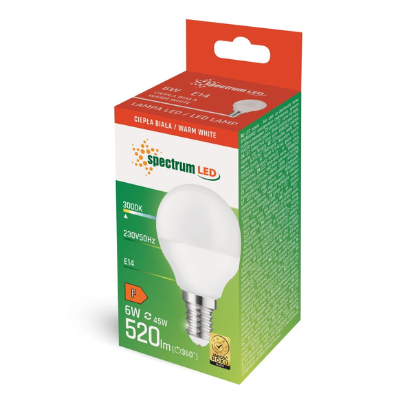 Żarówka LED 6W E14 BARWA CIEPŁA Spectrum