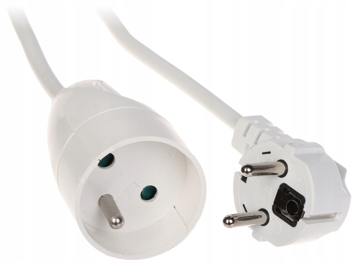 Przedłużacz z jednym gniazdem 1,5mb z przewodem 3x1mm biały