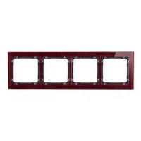 Karlik Deco Ramka 4-krotna - efekt szkła (ramka: bordowa; spód: czarny)