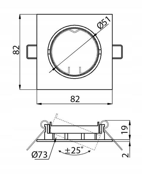 GTV Oprawa sufitowa stały kwadrat czarny chrom OP-PROD4-21