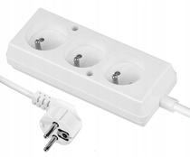 Przedłużacz 3 gniazda 1,5mb z przewodem 3x1mm biały