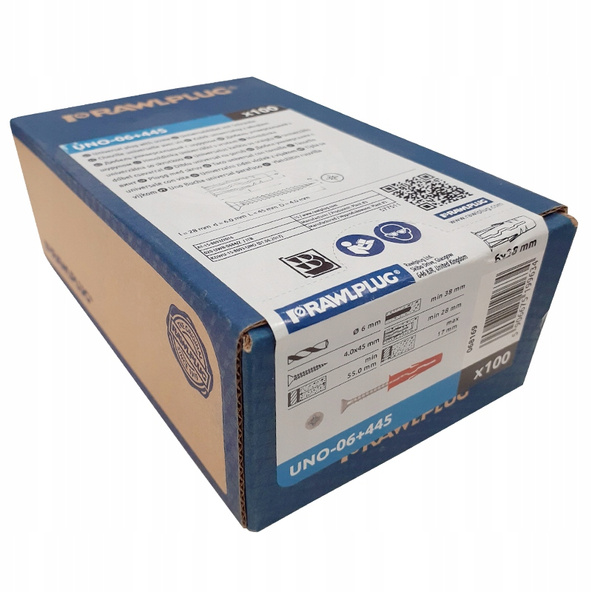 Rawlplug UNO Kołek uniwersalny 6x28 z wkrętem 4,0x45mm