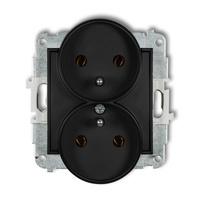 Karlik MINI czarny 12MGPR-2ZP Gniazdo podwójne do ramki z przesłonami