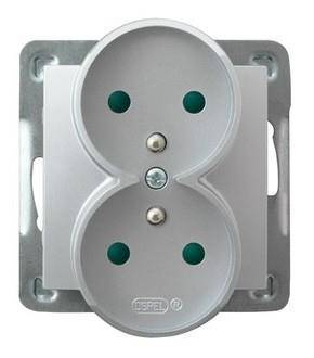 Ospel IMPRESJA Gniazdo podwójne z uziemieniemz przesłonami torów prądowych