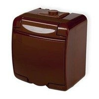 JUNIOR Gniazdo pojedyncze 2P+Z (klapka brązowa)