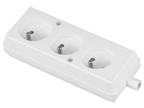 Gniazdo przedłużacza potrójne białe