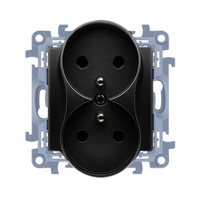 Gniazdo podwójne z uziemieniem SIMON 10 czarny