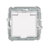 Karlik MINI biały MGPB-1ZP Gniazdo bryzgoszczelne klapka biała