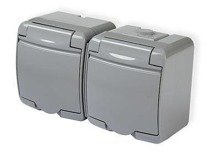 JUNIOR Gniazdo podwójne 2x2P+Z (klapka popielata)