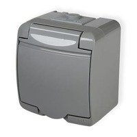 JUNIOR Gniazdo pojedyncze 2P+Z (klapka popielata)