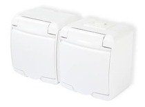 JUNIOR biały gniazdo podwójne hermetyczne IP54