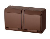 Gniazdo podwójne hermetyczne 0322-06 brąz IP44 n/t Hermes