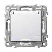 Ospel Szafir biały Gniazdo bryzgoszczelne z uziemieniem (klapka biała)