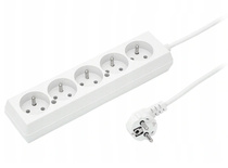 Przedłużacz 5 gniazd 3mb z przewodem 3x1,5mm biały