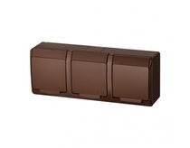 Gniazdo potrójne hermetyczne 0323-06 brąz IP44 n/t Hermes