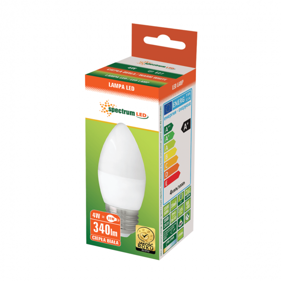 Żarówka LED świecowa 4W E27 BARWA CIEPŁA Spectrum