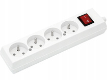Gniazdo przedłużacza czterokrotne z wyłącznikiem białe