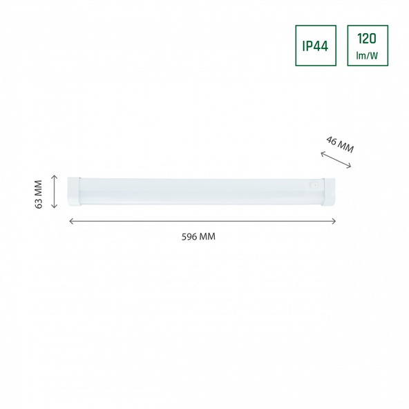 Oprawa AQUATICA 15W NW 230V 150st IP44 BIAŁA okrągła końcówka z włącznikiem