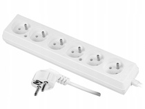 Przedłużacz 6 gniazd 3mb z przewodem 3x1,5mm biały