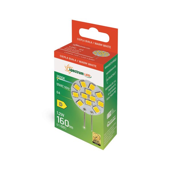 Żarówka led 1,2W ciepła G4 Spectrum WOJ+13784