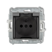 Karlik MINI szary mat 27MGPB-1ZDP Gniazdo bryzgoszczelne z uzieminiem klapka dymna