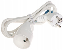 Przedłużacz z jednym gniazdem 3mb z przewodem 3x1,5mm biały