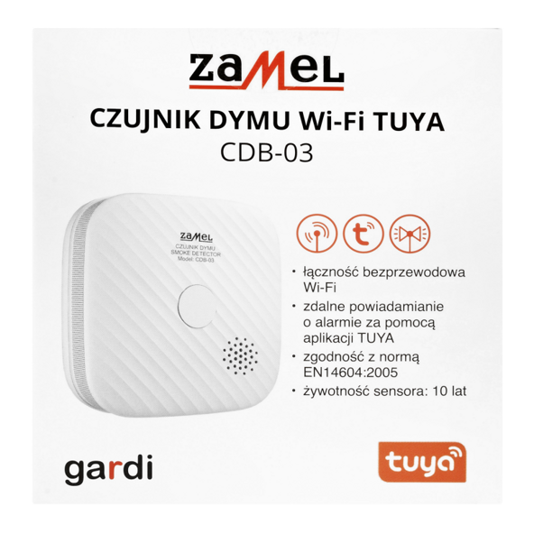 Czujnik dymu Wi-Fi TUYA bateryjny LCD CDB-3 Zamel