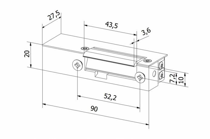 Elektrozaczep BIRA standardowy szeroki 12V AC EL1-001