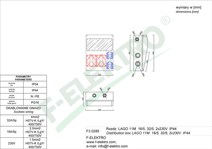 Rozdzielnica budowlana erbetka 16/5 32/5 2x230V 11 modułów F3.0285 LAGO